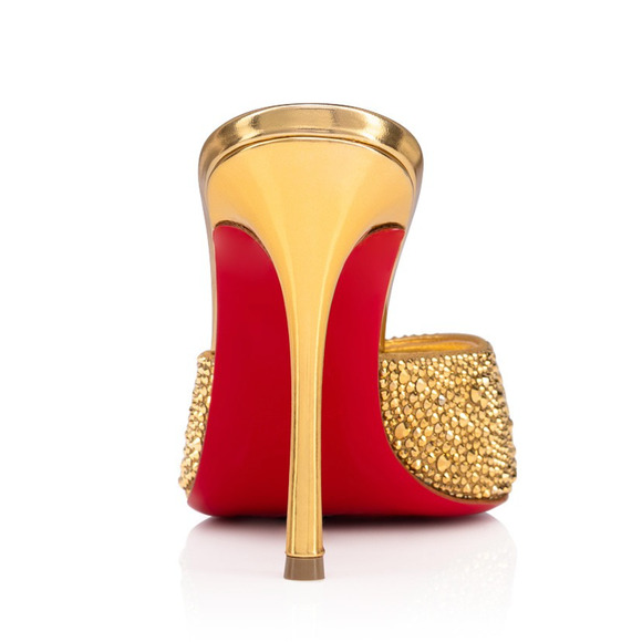 Christian Louboutin Me Dolly Strass 100 Gold Backless Sandal Mule Heel Pump 40 - Picture 10 of 12